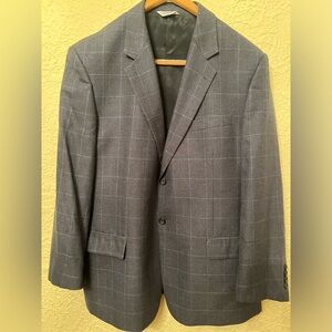 Joseph & Feiss 46R Sport Coat Silk Wool Blend Gray Glen Plaid Two Button  Vented